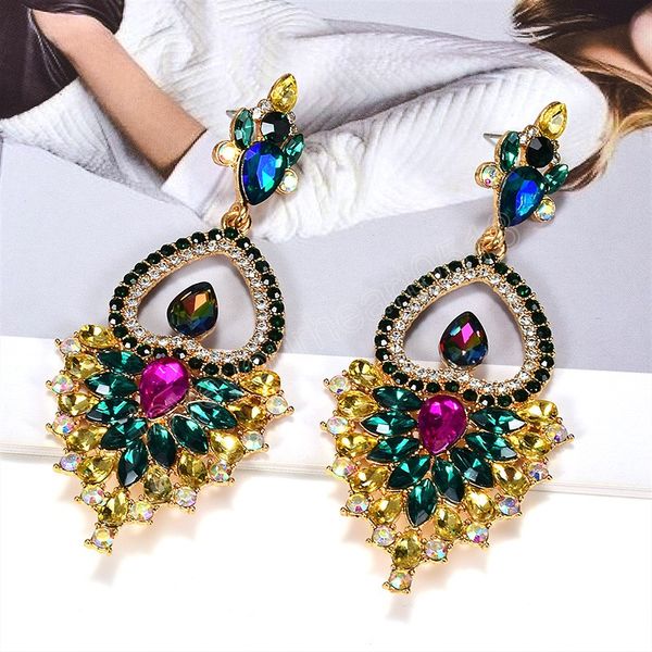 

colorful crystal metal dangle earrings women classic earring jewelry accessories for women, Silver