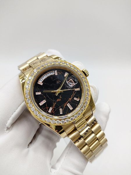 

fashion mens watches 41mm dydate diamond iced out automatic mechanical man wristwatches full stainless steel men wristwatch sports designer, Slivery;brown