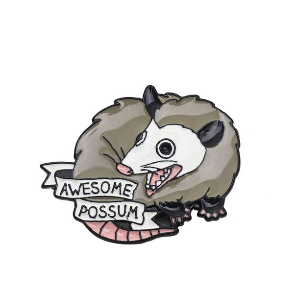 

cute animal zinc alloy brooches creative yellow pink tail possum badge personality accessories lapel pins, Gray