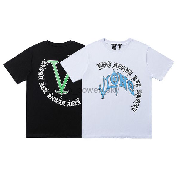 

22ss mens t-shirts designer fashion brand vloness tee new round big v letter short sleeve loose hip hop classic t-shirt tee, White;black