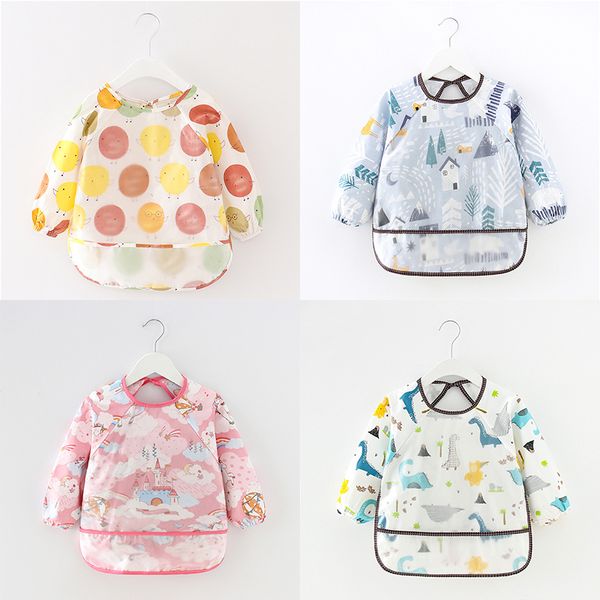 

bibs burp cloths kids cute cartoon waterproof infant eating children drawing long sleeve apron self feeding bib 220906