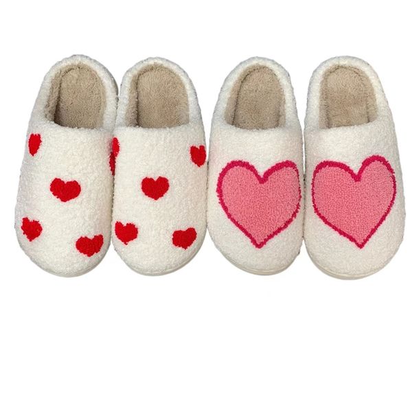 

slippers love heart embroidery bedroom cozy warm indoor woman girl shoes 220921, Black
