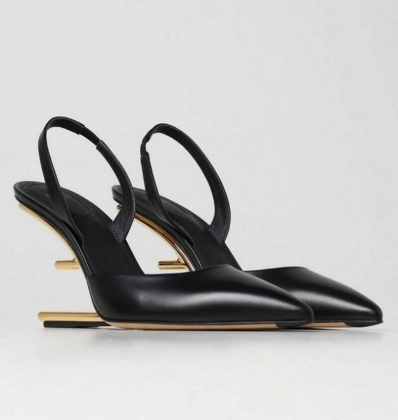 

summer luxury first sandals shoes women pointed toe slingback black nude white f-shaped heels sandalias dress bridal wedding eu35-43