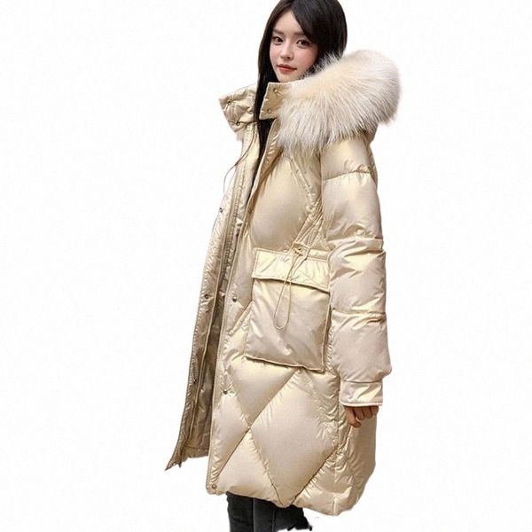 

women's down & parkas winter jacket women fashion fur collar hooded long mujer 2021 thick cotton padded puffer bubble coat female p9kw#, Black