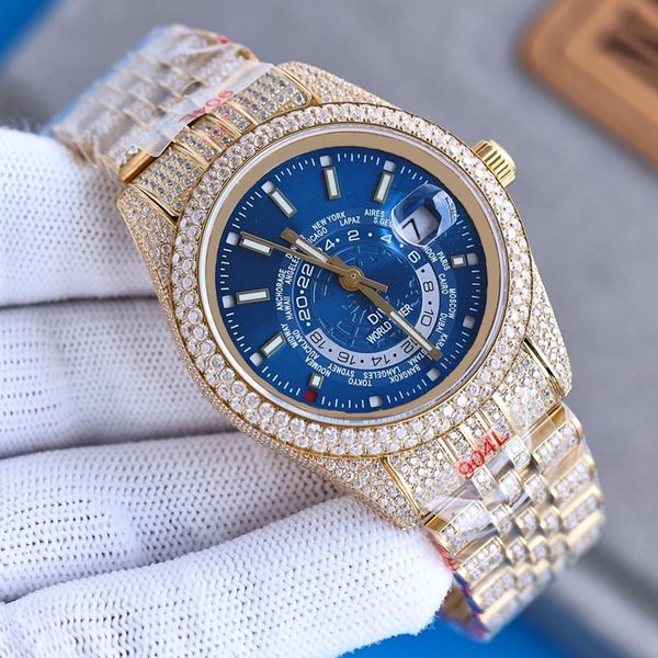 

diamond watch mens automatic mechanical watches sapphire 41mm with diamond-studded steel bracelet business wristwatches montre de luxe bling, Slivery;brown