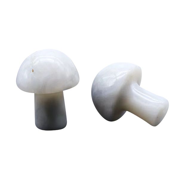 

20mm white agate mushroom sculpture mini mushrooms gemstone decoration colorful stone decor crafts for garden yard decor, Black
