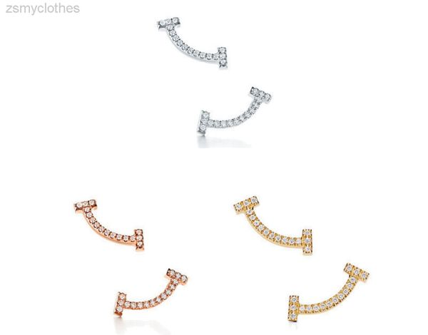 

light luxury and minimalist design charm cubic zirconium oxide smile stud earrings, Golden