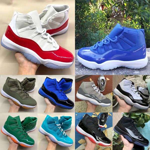 

basketball shoes sports trainers sneakers cool grey hyper royal blue cherry lakers gym red medium olive 11 xi high jumpman og designer shoes, Black