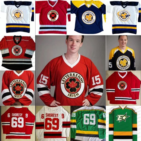 

college wearcustom letterkenny irish tv series hockey jerseys 69 shoresy 72 jonesy shamrocks 15 powell 69 shoresy 85 nappy boy 100% stitched, Black