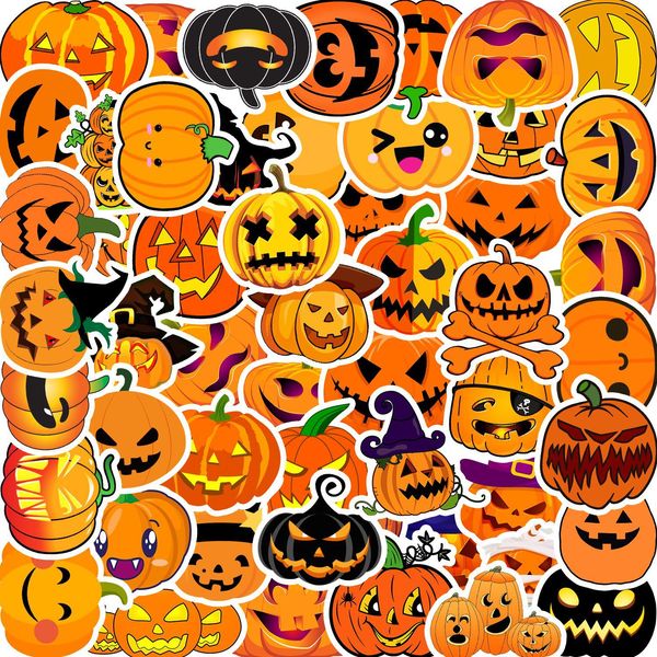 

50pcs halloween calabaza pumpkin stickers cartoon waterproof sticker pack for fridge notebook notebook holiday gift guitar skateboard