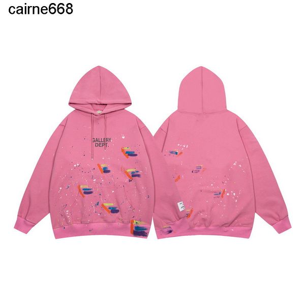

men's hoodies sweatshirts high version early autumn new us fashion gary dept men's and women's splash pink hooded terry hoodi, Black