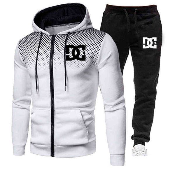 

men's tracksuits fashion mens tracksuit set casual sports wear pullover hoodie and sweatpant 2pcs suits t220916, Gray