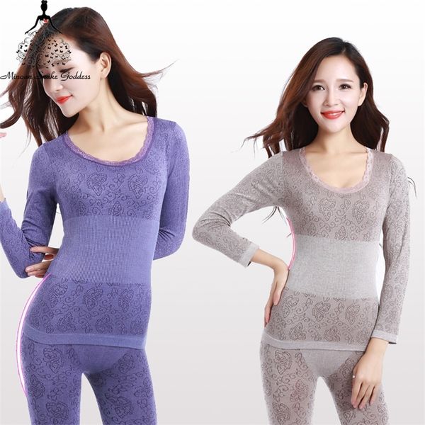 

women's thermal underwear long johns for winter suit body shaped slim ladies intimate sets female pajamas warm 220921, Black;pink