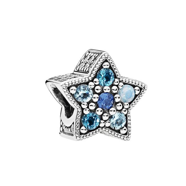 

925 sterling silver blue stars beads charm girlfriend gift jewelry diy accessories original box for pandora bangle bracelet making charms se, Bronze;silver