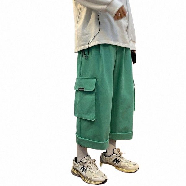 

men's pants neploha 2021 men's loose straight wide leg girls fashion solid color cargo casual oversize streetwear1 j2ve#, Black