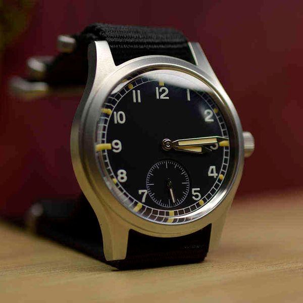 

wristwatches dirty dozen collection vintage wristwatch small seconds vd78 quartz move super luminous 100m waterproof 36mm dial minimal watch, Slivery;brown