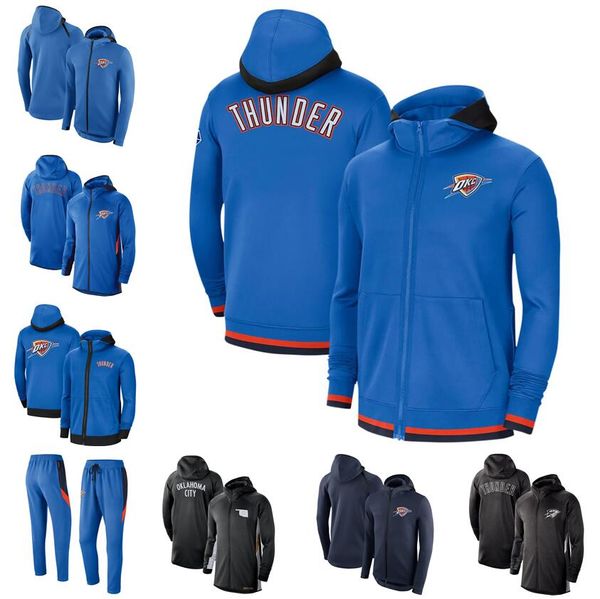 

men basketball jackets shai gilgeous-alexander chet holmgren showtime therma flex performance full-zip training hoodie, Blue;black