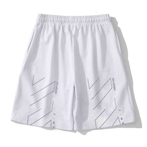 

quality incomplete arrow print shorts ow men's women's same hip hop fashion brand offs loose five points casual pants, White;black