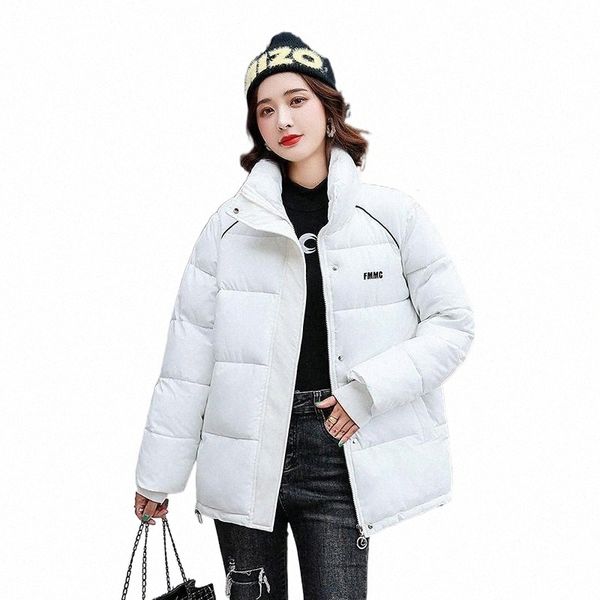 

women's down & parkas shiny padded jacket 2021 winter warmth black letter short women loose k6ws#