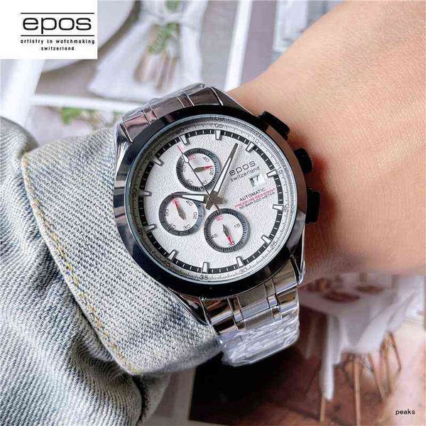 

wristwatches epos men watch luxury business quartz watches stainless stain strap sport chronograph men's wristwatch waterproof luminous, Slivery;brown