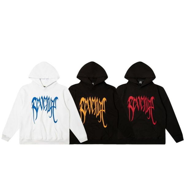 

designer fashion revenge hoodie black embroidered keel red blue letter hooded sweatshirt for men and women