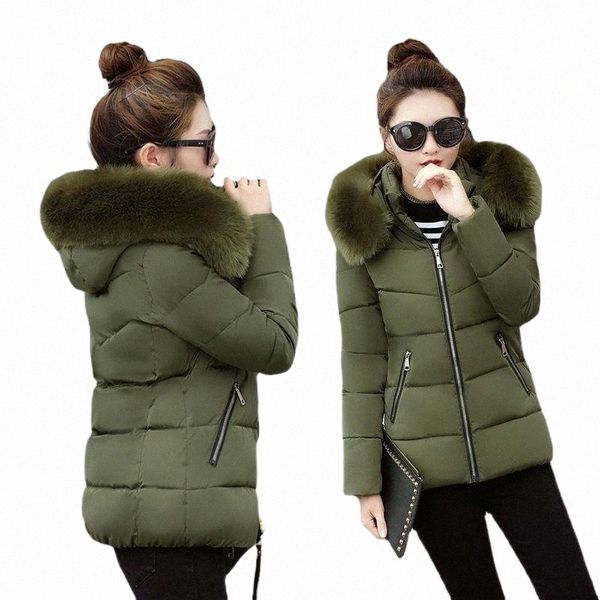 

women's down & parkas winter female jacket 2021 hooded coat fake fur collar woman plus size s-4xl women short l6sg#, Black