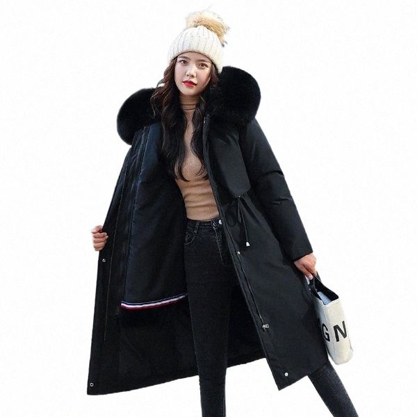 

women's down & parkas 2021 autumn warm fur collar thick jacket fashion short hooded coat winter women office lady streetwear i6sj#, Black