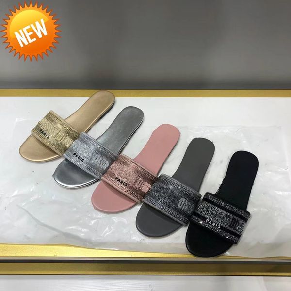 

slippers new 2022 women slippers correct flower box dust bag embroidered floral brocade sc