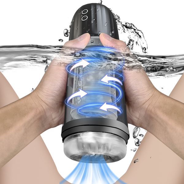 

wool yarn male masturbator automatic rotation sucking masturbation cup ipx8 waterproof glans trainer toys for men adults goods 18, Black;white