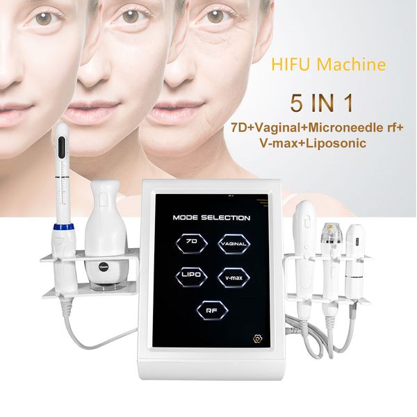 

beauty equipment vaginal tightening hifu 4d skin lifting high intensity focused ultrasound micro gold needles rf microneedle wrinkle removal, Black;white