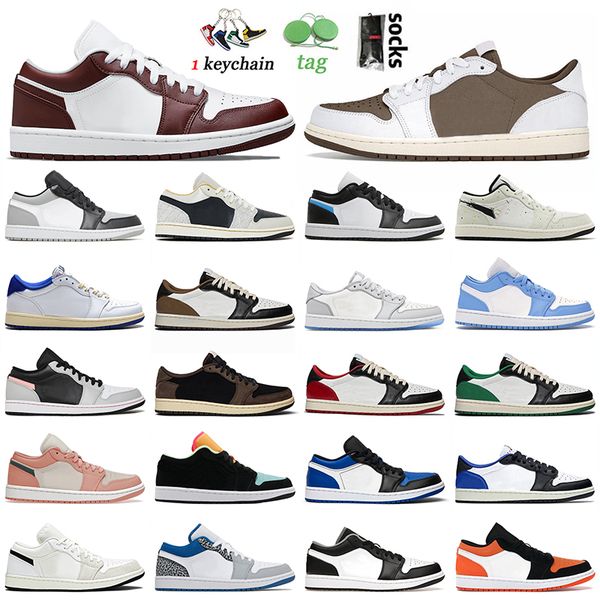

jumpman 1s low basketball shoes mens women reverse mocha bronze eclipse shadow cactus jack white blue off sports jorden jorden1s, Black