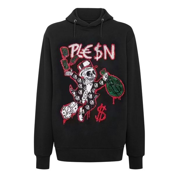 

pp hoodie sweatshirt stones teddy bear plein brand warm thick sweatshirts hip-hop pullover rhinestone luxury men's hoodies 804519, Black