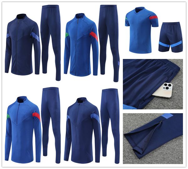 

2022 men ang kids italys football tracksuit barella insigne long zipper jacket training suit 22 23 italia soccer jogging short sleeve shirt, Black