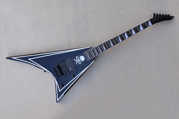 

factory wholesale v shape electric guitar with white pattern rosewood fretboard can be customized as request