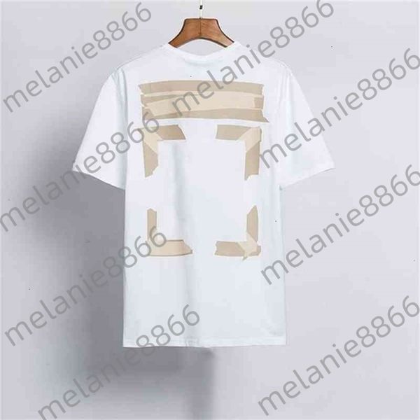 

classic fashion offs designer mens t shirts brand back adhesive strip arrow t-shirt luxury letter print casual loose clothing women, White;black
