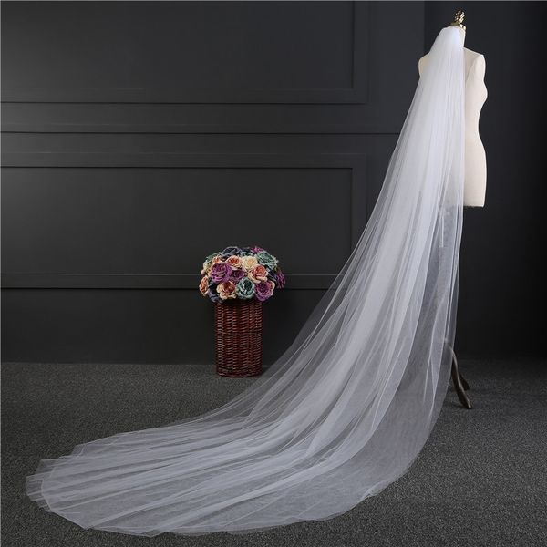 

bridal veils soft tulle 5 meter white ivory long wedding veil with metal comb headwear, Black
