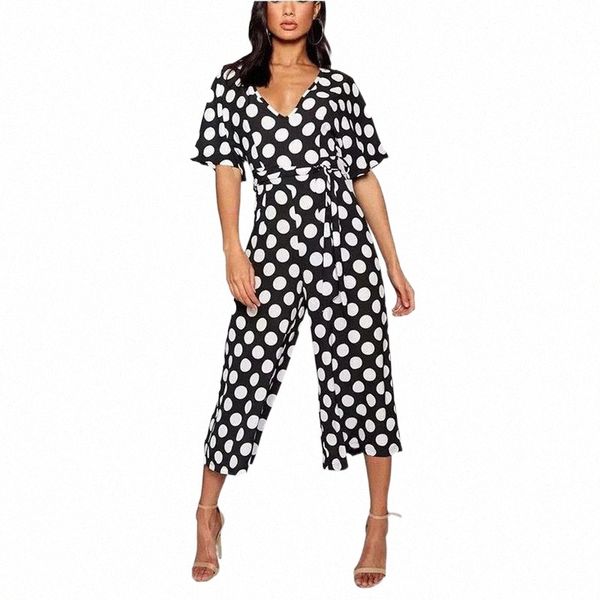 

women's jumpsuits & rompers 2021 autumn floral print polka dot striped women cotton casual vintage loose linen ladies t7in#, Black;white