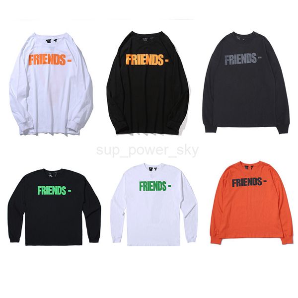 

mens hoodies designer sweatshirts fashion brand vloness classic friends round neck long sleeve t hip hop loose back big v long t men, Black