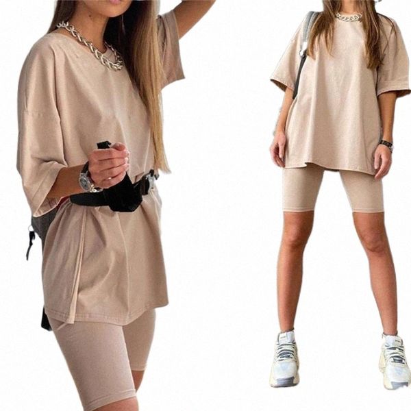 

women's tracksuits casual solid outfits two piece suit with belt home loose sports fashion leisure bicycle summer h5xy#, Gray