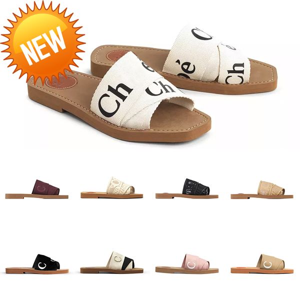

new 2022 slippers designer women woody flat mules sandals slides sail canvas white black women outdoo