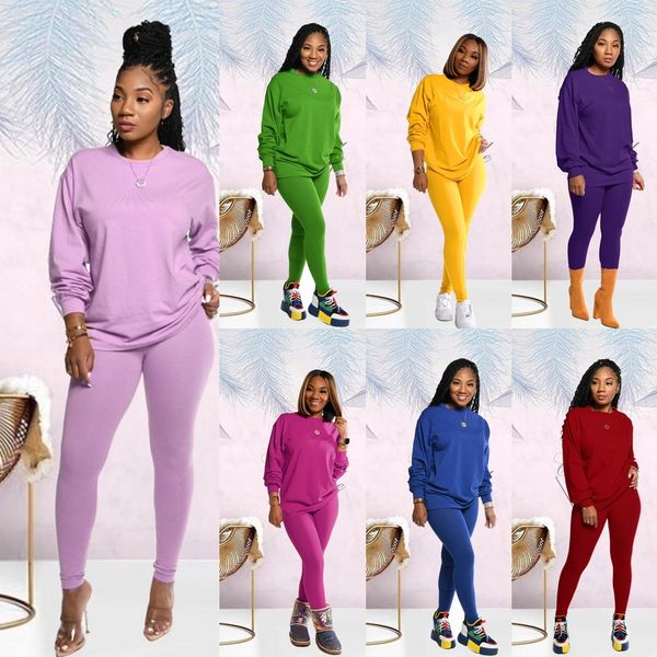 

fall winter womens tracksuits two piece clothing solid color cotton leggings pants outfits plus size sweatsuits s-xxl, Gray