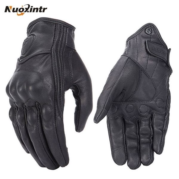 

five fingers gloves retro motorcycle gloves pursuit perforated real leather touch screen men women moto waterproof gloves motocross glove 22, Blue;gray