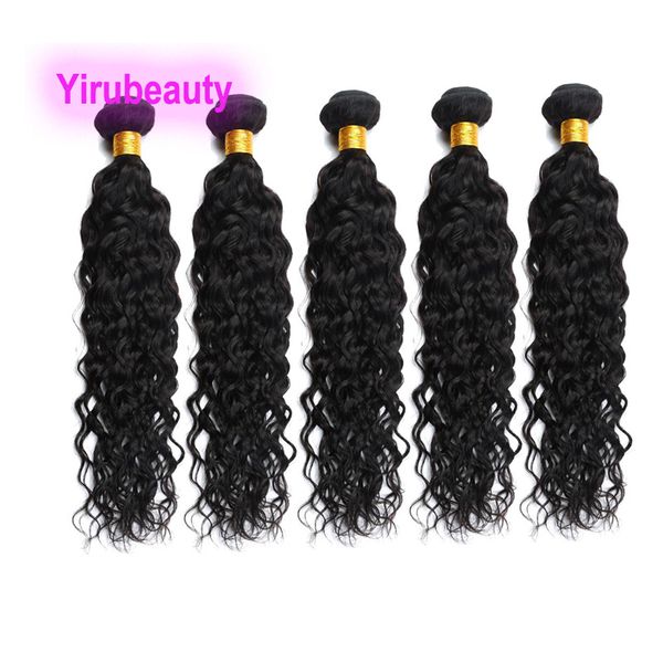 

brazilian 5 bundles water wave curly yirurbeauty 100% human hair extensions peruvivan indidan natural color 10-30inch, Black