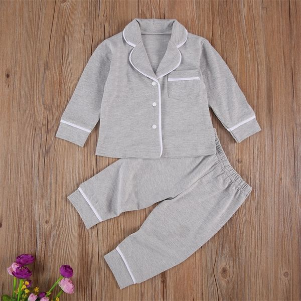 

pajamas 2 pcs infant kids girls boys pajama sets long sleeve lapel buttons shirt pant cotton casual children sleepwear nightwear 220922, Blue;red