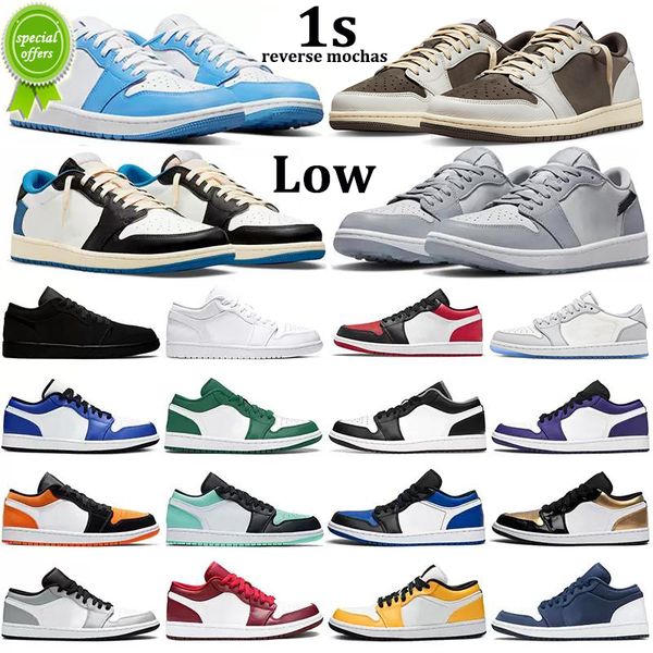 

reverse mochas 1 1s men women basketball shoes bred toe shadow white wolf light smoke grey marina blue homage pollen unc triple black mens