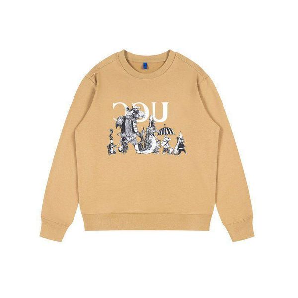 

luxury brand classic pullover autumn and winter fashion cartoon letter print sweater for men and women light brown, Black