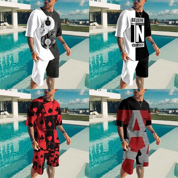 

men's tracksuits summer t shirt men fashion casual tracksuit 2 piece oversized set 3d print man retro clothing short sleeve crew neck s, Gray
