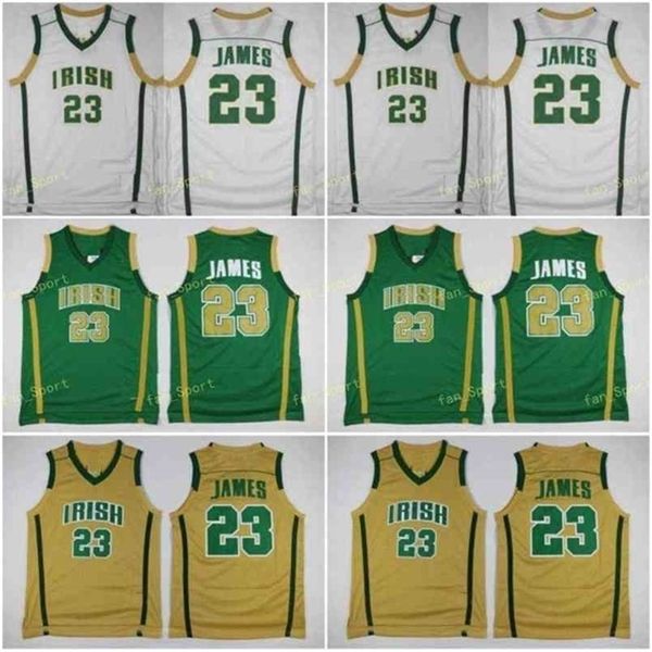

sj irish st. vincent mary jerseys men basketball high school lebron 23 james jersey men green white away team sport breathable high quality, Black
