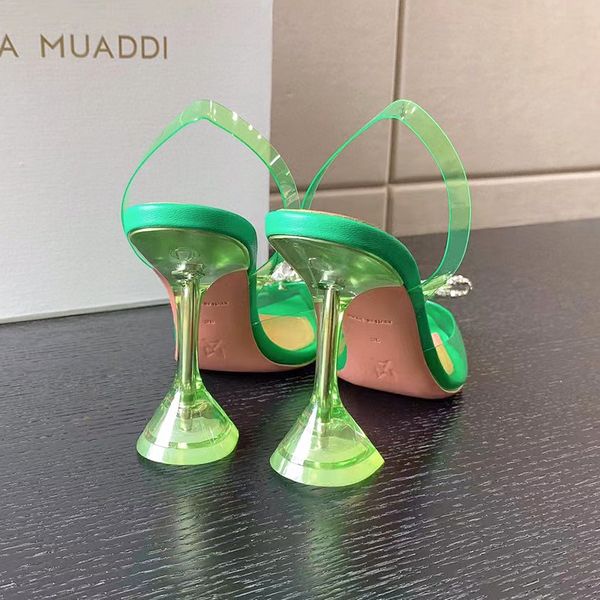 

bowknot high muaddi amina heel sandals shoes luxury crystal diamond decorative transparent pvc designer green pink orange wedding fashion pa, Black