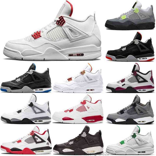 

2021 men high basketball shoes 4 4s black cat court purple university red neon bred alternate motorsport orange metallic white